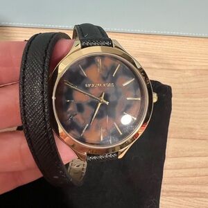 Michael Kors Double Wrap Leather Watch w/ pattern face.